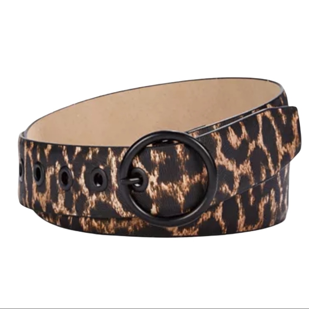 Steve Madden Leopard Vegan Leather Belt Small